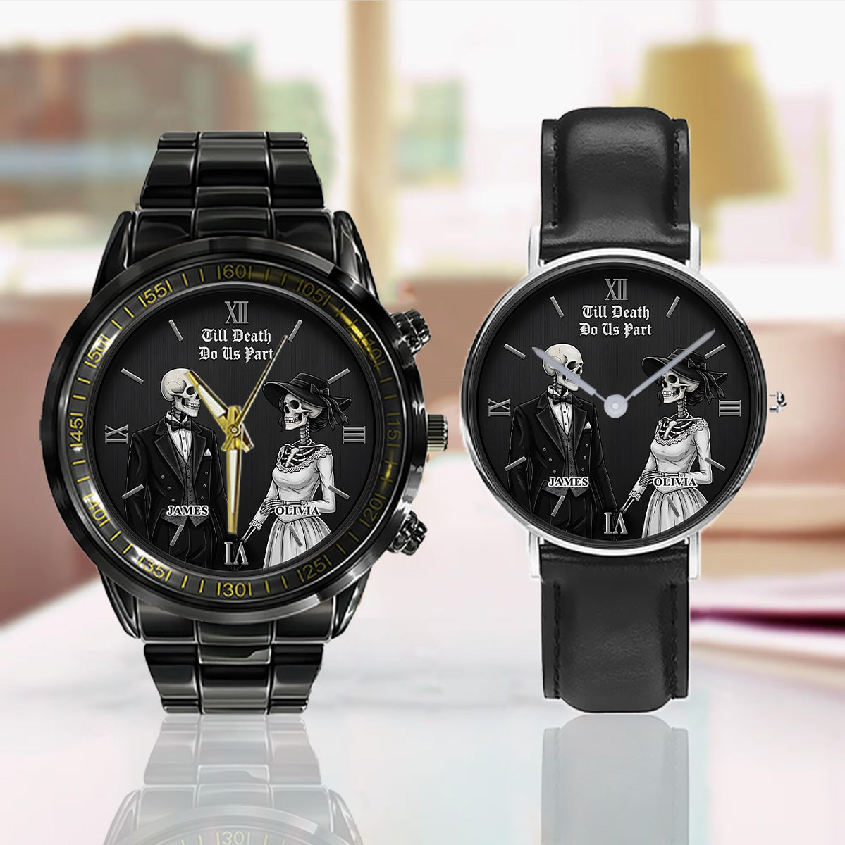 Till Death Do Us Part - Personalized Couple Couple Hand Watch Set