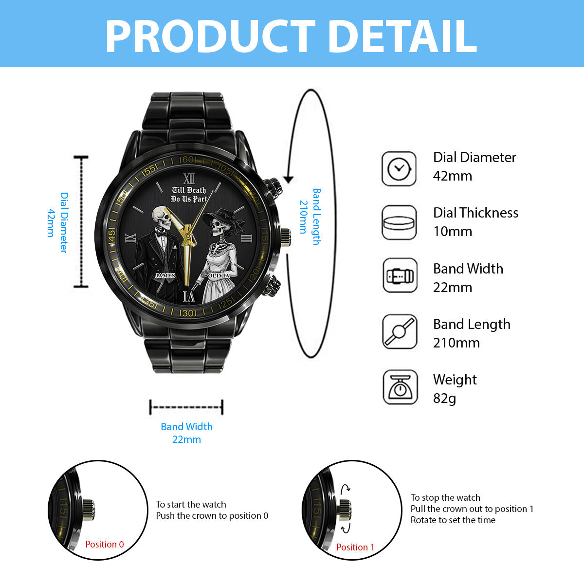 Till Death Do Us Part - Personalized Couple Couple Hand Watch Set