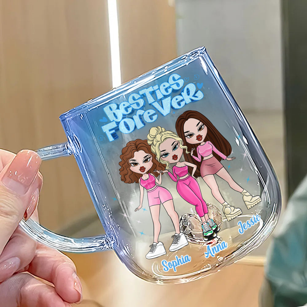 Besties Forever - Personalized Bestie Gradient Glass Mug