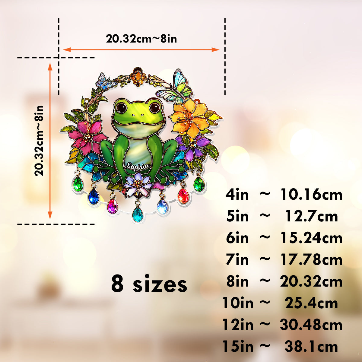 Grenouille amoureuse - Décoration attrape-soleil personnalisée en forme de grenouille à suspendre à la fenêtre 