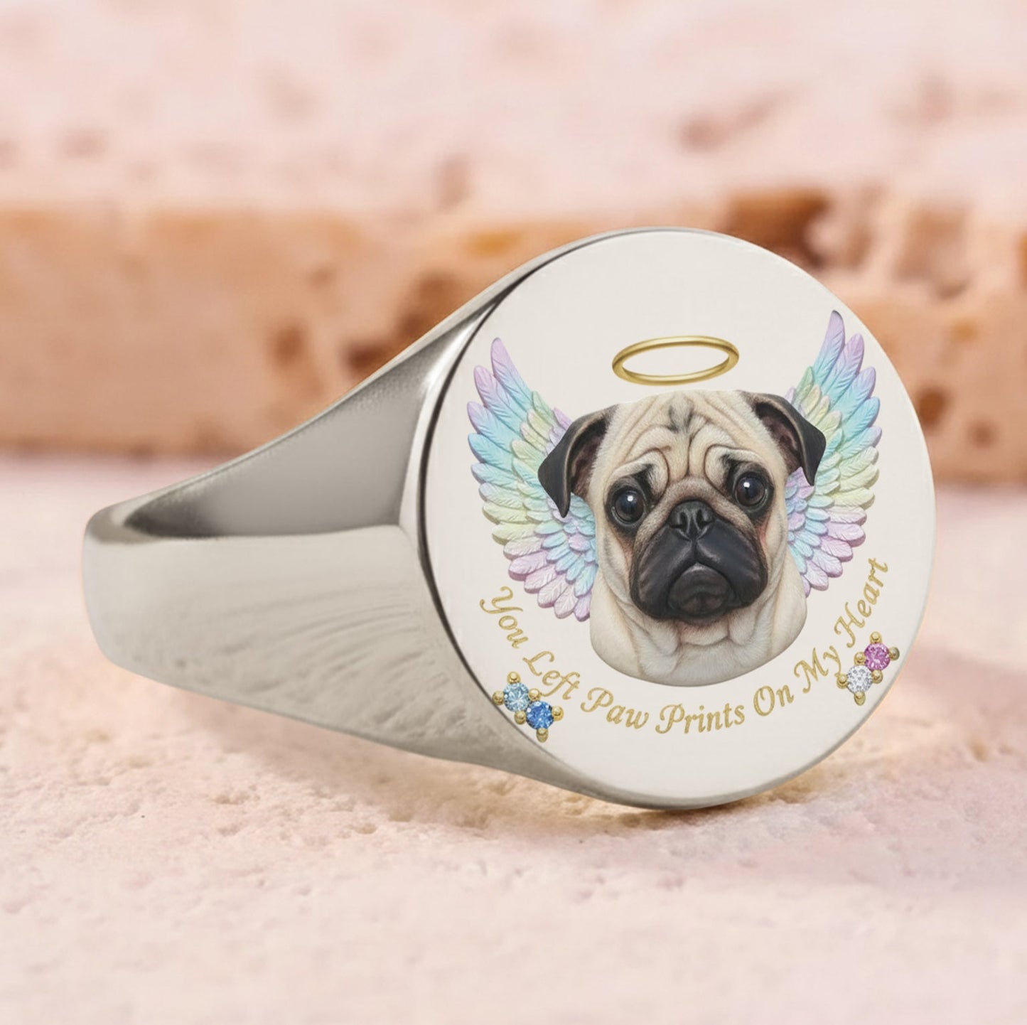 Für immer in unseren Herzen – personalisierter Hunde-Siegelring