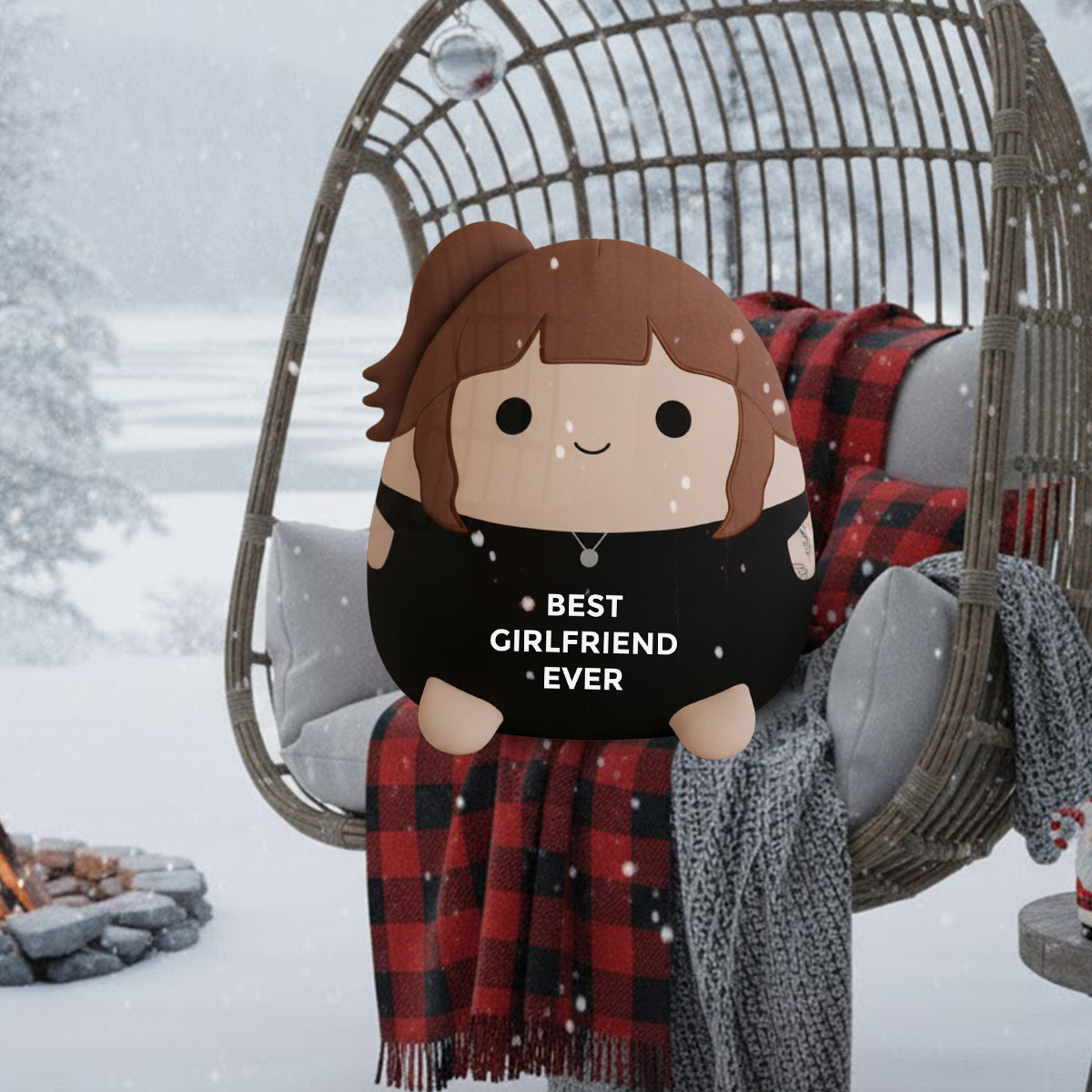 Custom Photo Squishmallow Couple Gift Best Boyfriend Girlfriend Ever - Personalized Couple Faux Fur Shaped Pillow