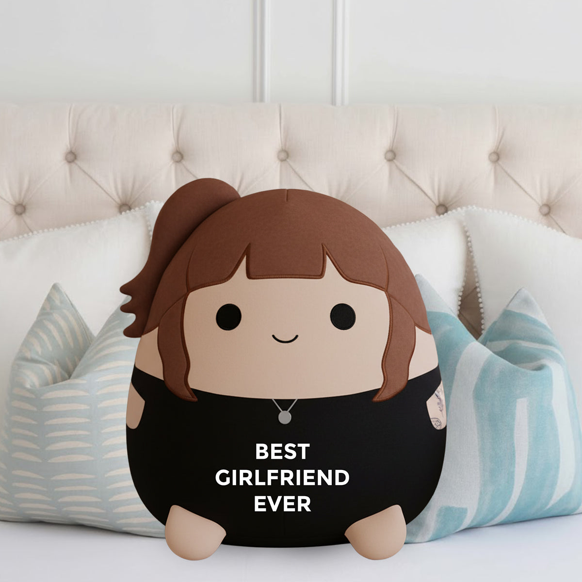 Custom Photo Squishmallow Couple Gift Best Boyfriend Girlfriend Ever - Personalized Couple Faux Fur Shaped Pillow