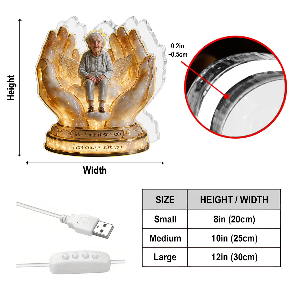 Personalized Memorial Gift, A Beautiful Keepsake to Honor a Loved One - Personalized Memorial Acrylic LED Night Light