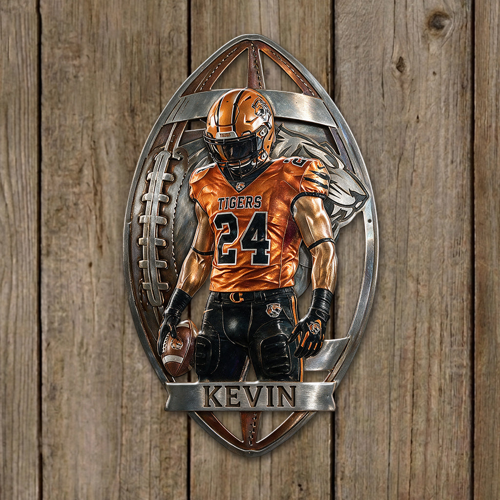 Any Sport, Any Photo - Personalized Football 3D Printed Cut Metal Sign