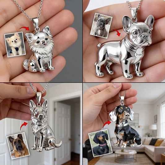 J'aime mon chien - Collier pendentif personnalisé en métal en forme de chien