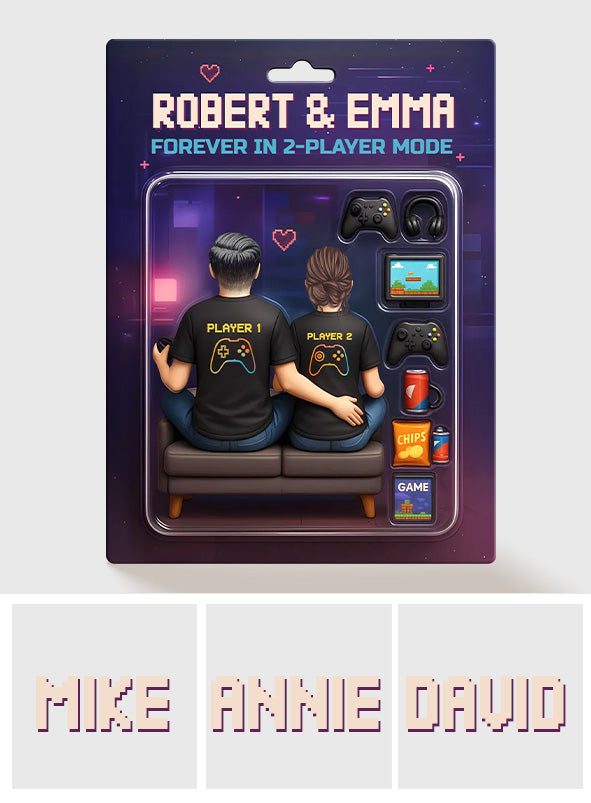 Game Players Couple, Toy Box Figures Style - Personalized Couple Custom Shaped Acrylic Plaque