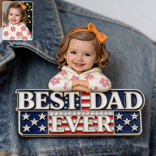 Patriotischer Papa - Personalisierte 3D-Prägung Emaille-Anstecknadel