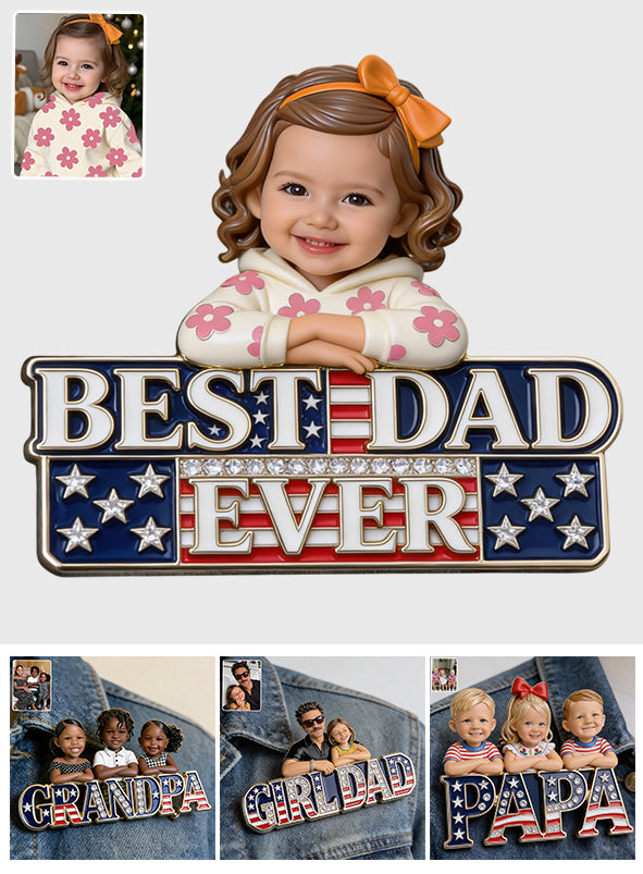 Papa Patriote - Épingle en Émail Personnalisée 3D Embossée