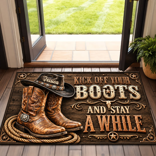 Lancez vos bottes - Tapis de Cowgirl Personnalisé