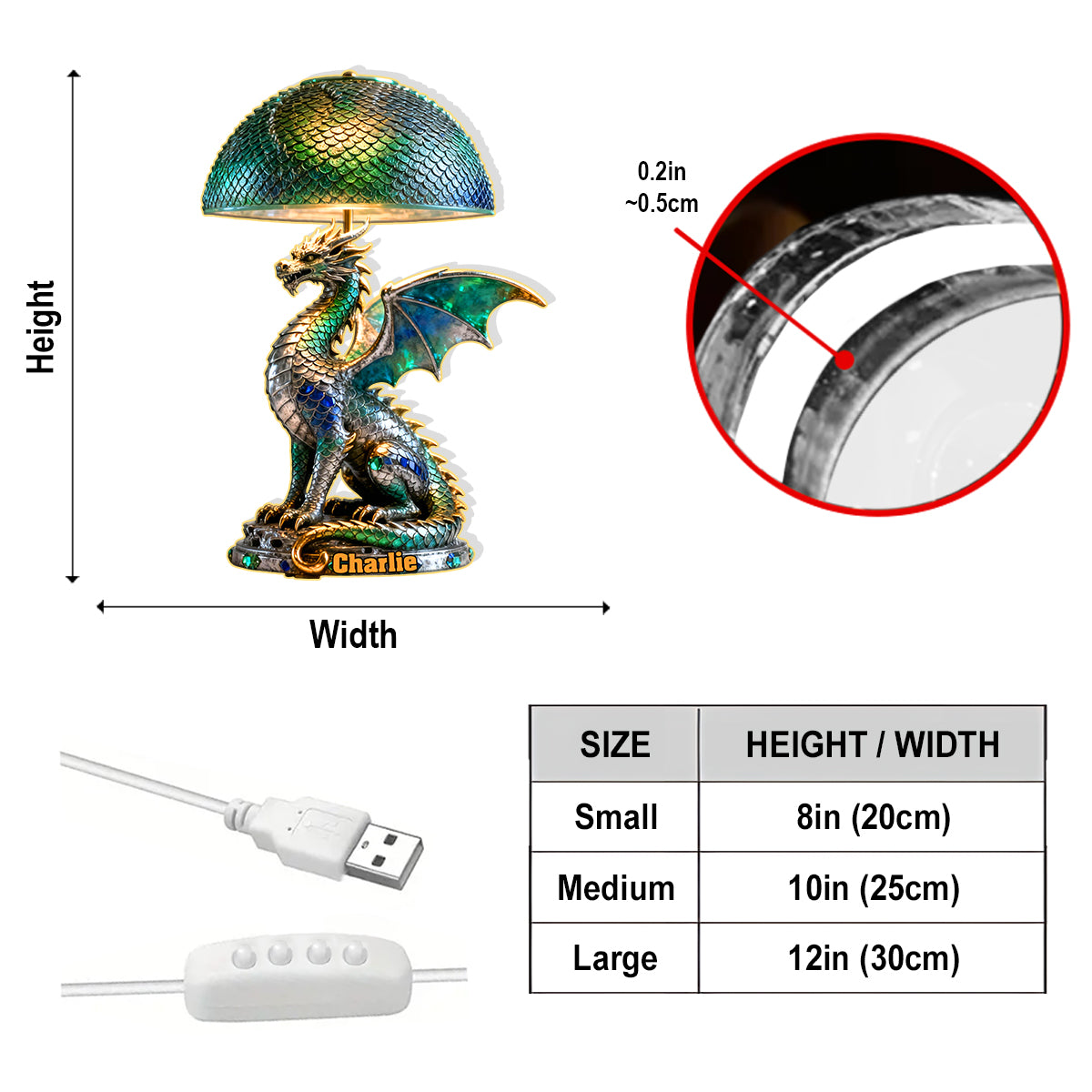 Lord Of The Skies - Personalized Dragon Acrylic LED Night Light