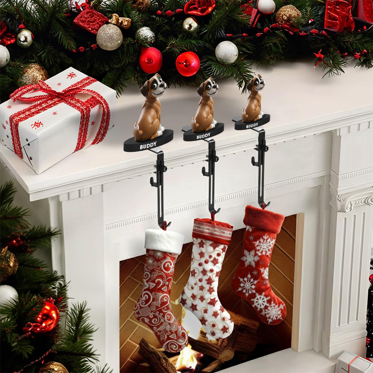 Funny Dogs - Personalized Dog Shaped Stocking Hanger