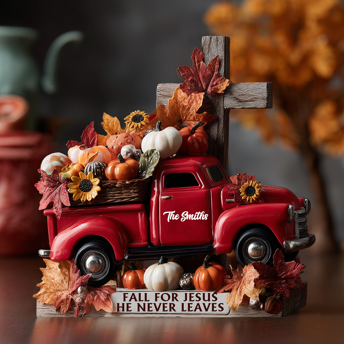 Verliebe dich in Jesus – Personalisierte Acrylplakette in Herbstform