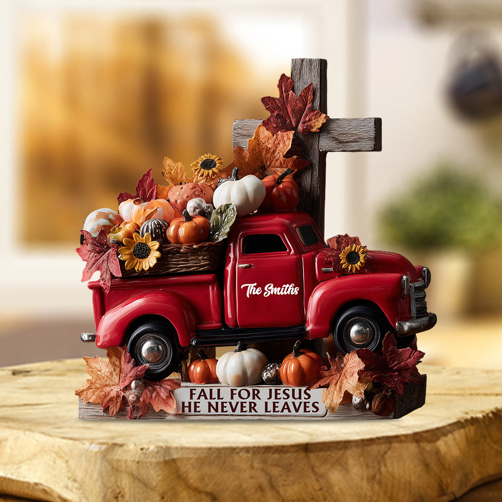 Verliebe dich in Jesus – Personalisierte Acrylplakette in Herbstform