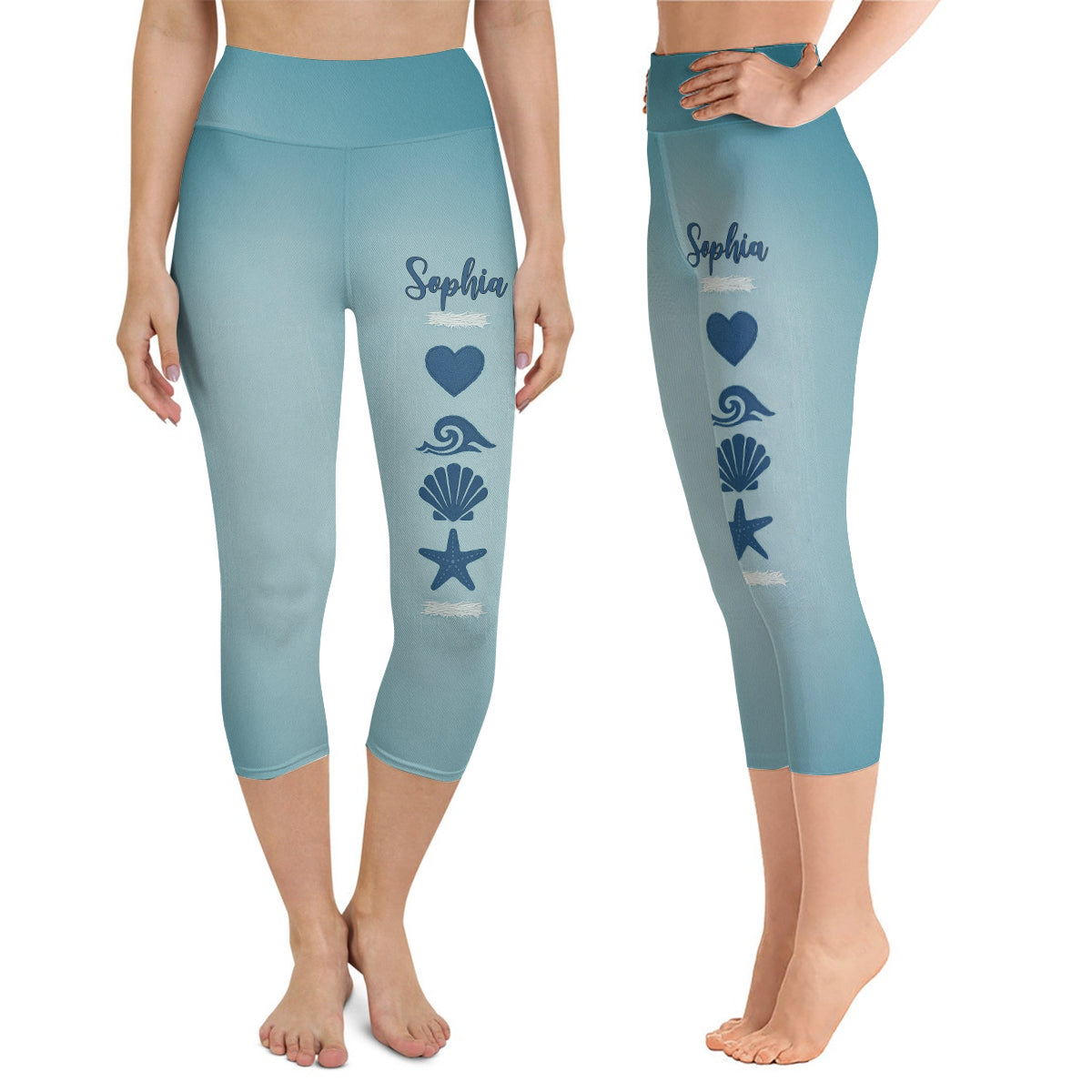 Leggings Capri personnalisés « Beach Lovin' Girl » pour amoureuses de la mer