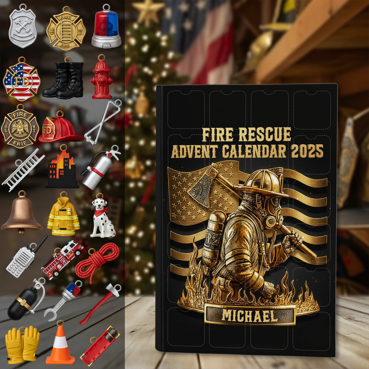 Collection Pompiers - Calendrier de l'Avent personnalisé avec décorations