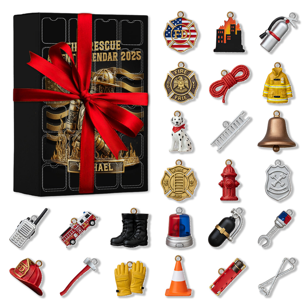 Collection Pompiers - Calendrier de l'Avent personnalisé avec décorations