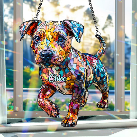 Liebe Pitbulls – Personalisierter Pitbull-Fensterhänger als Sonnenfänger 