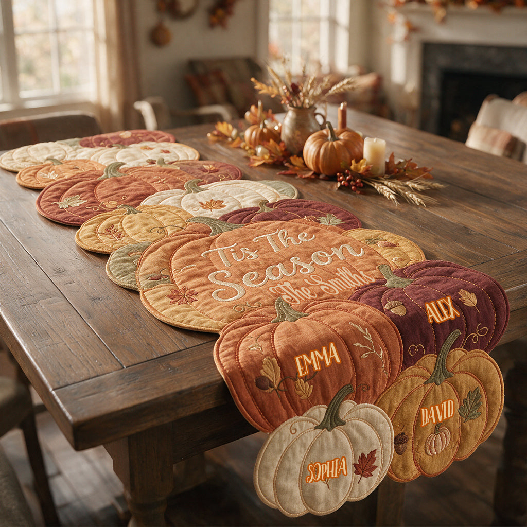 Tis The Season - Personalized Family Table Runner Custom Shape