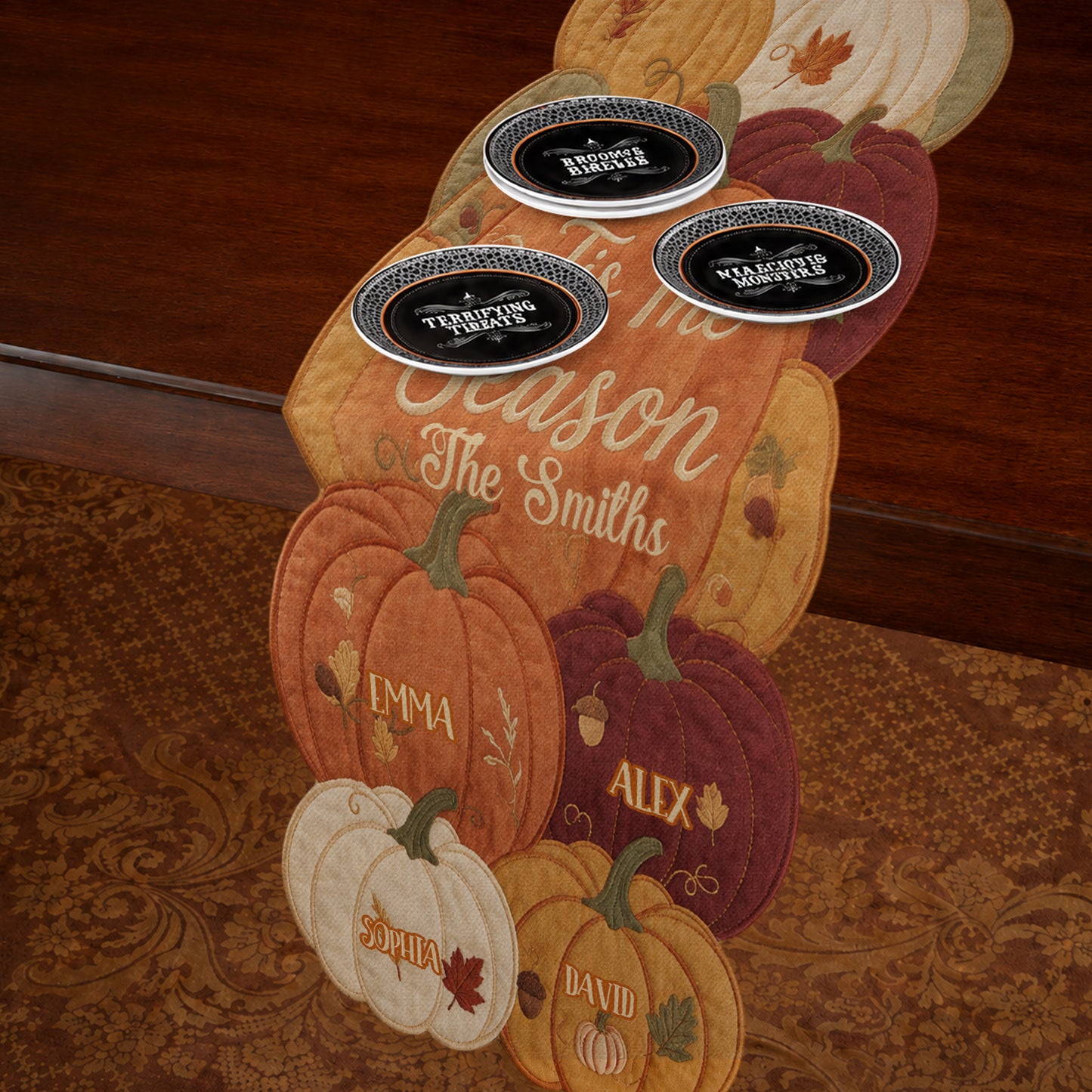 Tis The Season - Personalized Family Table Runner Custom Shape