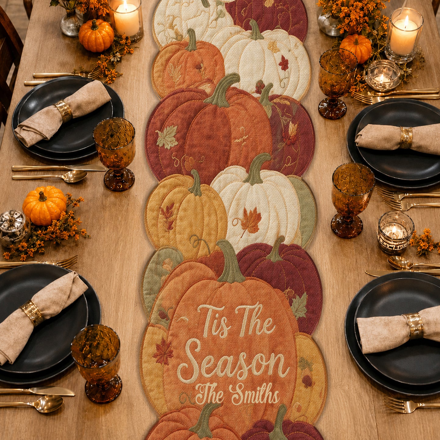 Tis The Season - Personalized Family Table Runner Custom Shape