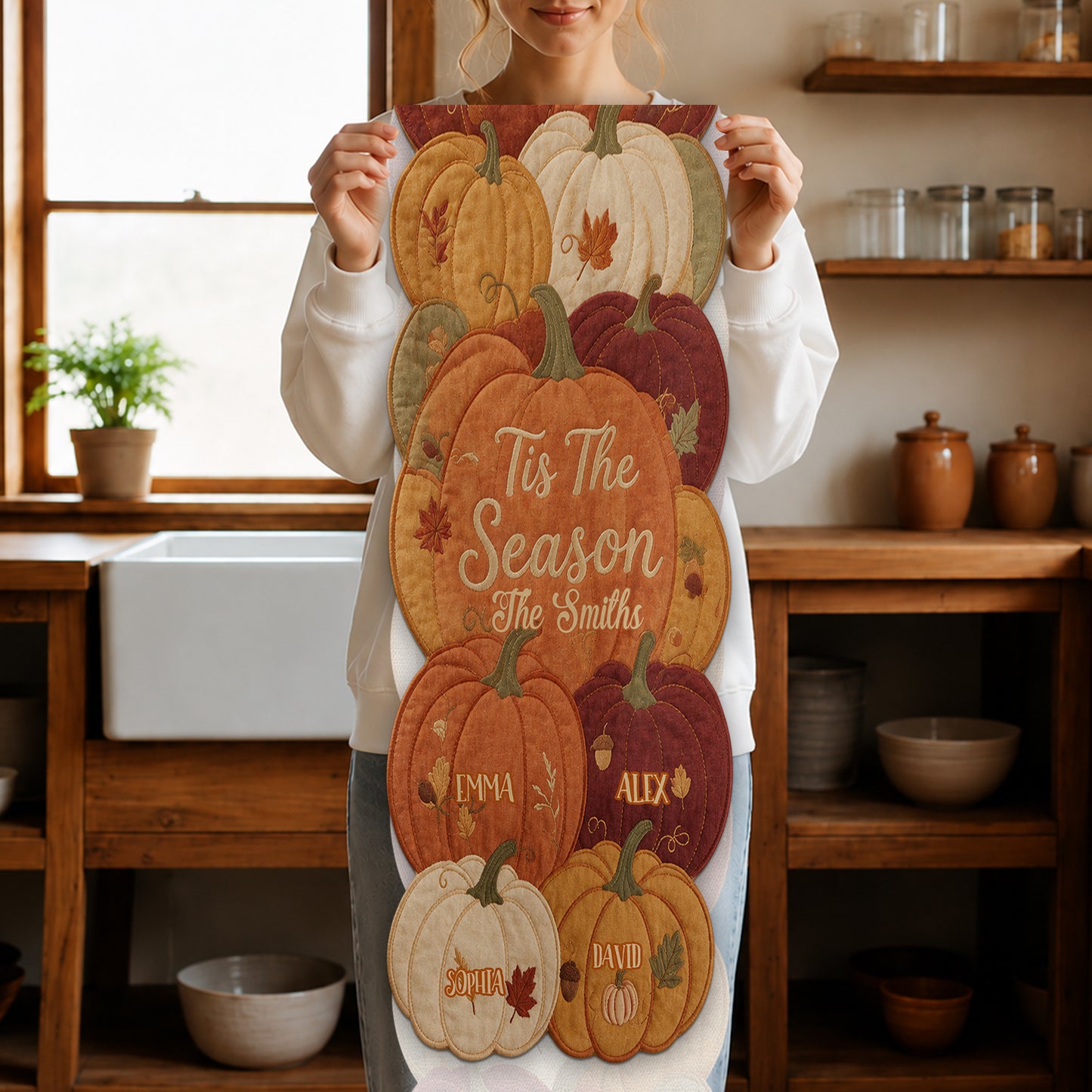 Tis The Season - Personalized Family Table Runner Custom Shape