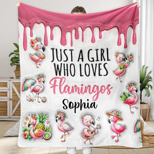 Juste une fille qui aime les flamants roses - Couverture flamant rose personnalisée