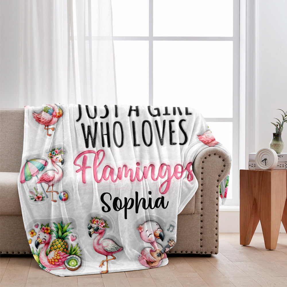 Juste une fille qui aime les flamants roses - Couverture flamant rose personnalisée