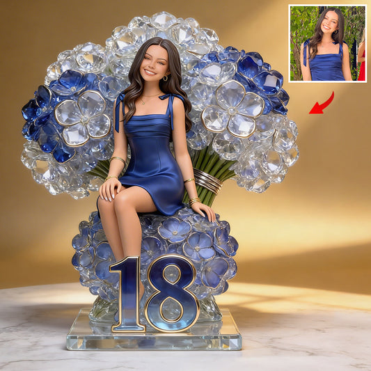 Fille et fleurs - Cadeaux pour fille, épouse, petite amie, maman, grand-mère - Plaque acrylique personnalisée pour anniversaire