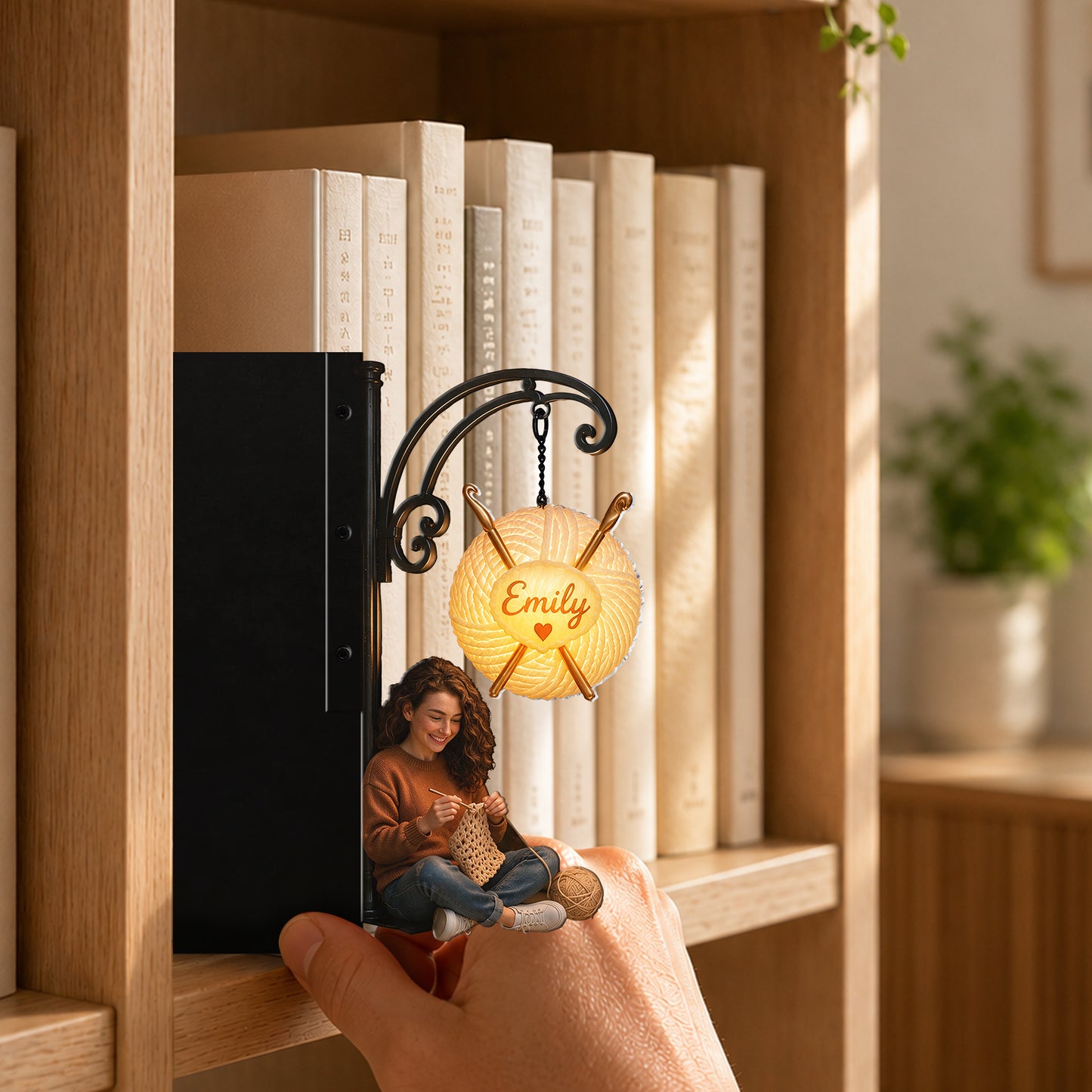 Love Crocheting - Personalized Crocheting Bookshelf Lamp