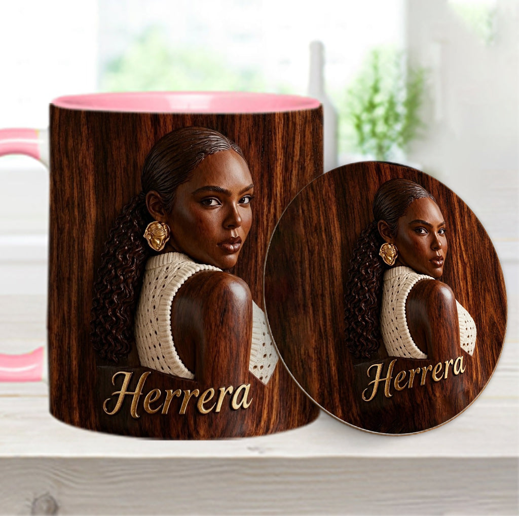 Afro Woman - Personalized African American Accent Mug & Coaster