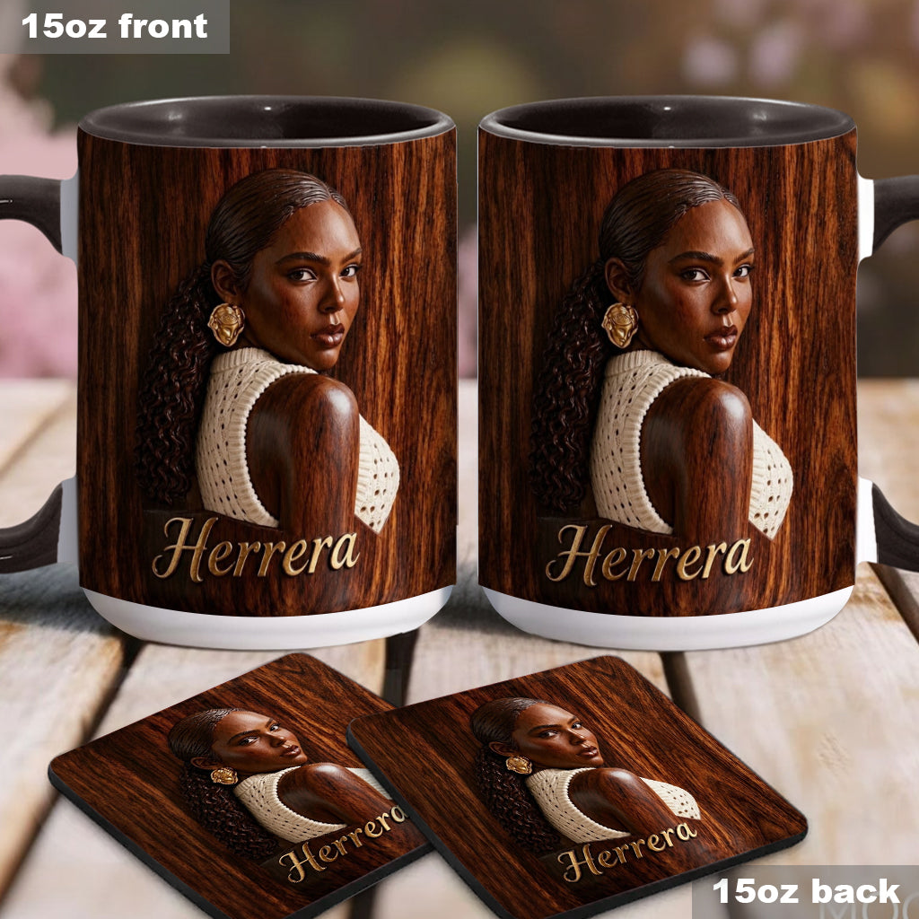 Afro Woman - Personalized African American Accent Mug & Coaster