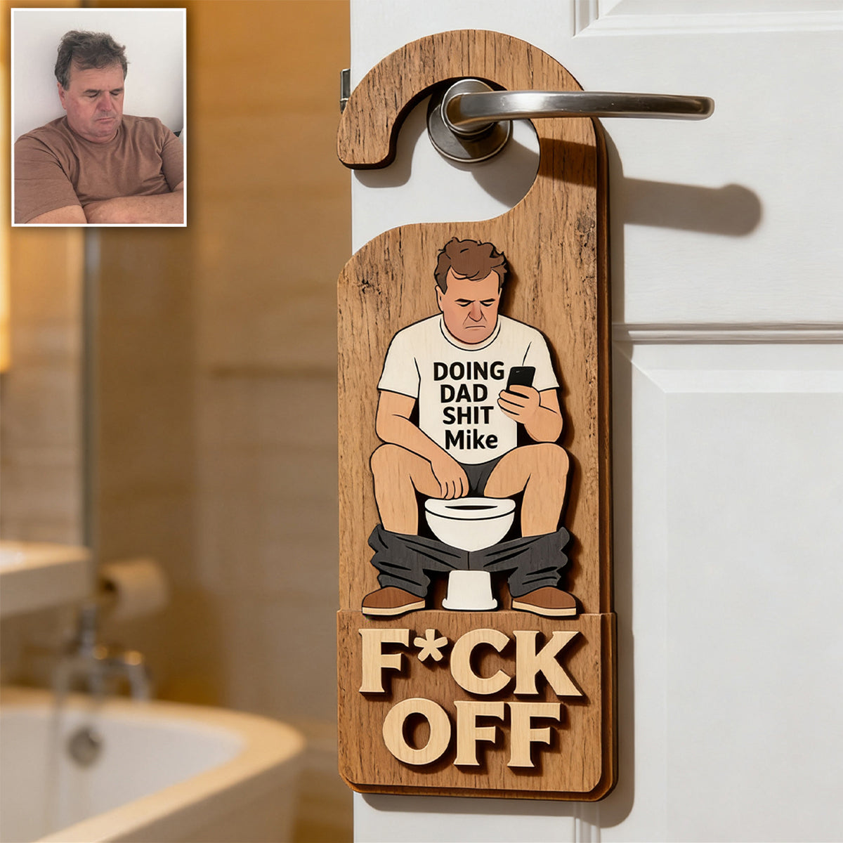 Mach Papa Sh*t - Personalisierte 2-lagige Holztafel / Holzplakette