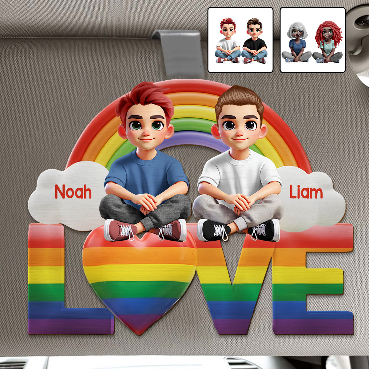 Ich liebe dich – Personalisierter LGBT-Unterstützungs-Autovisierclip in Form einer Sonnenblende