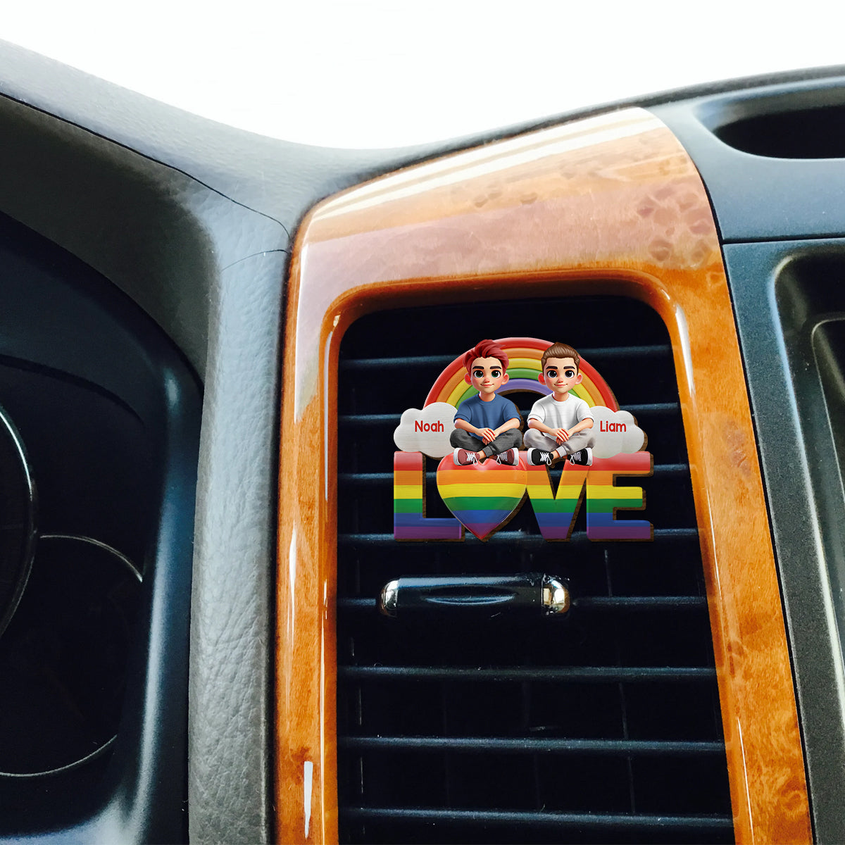 Ich liebe dich – Personalisierter LGBT-Unterstützungs-Autovisierclip in Form einer Sonnenblende