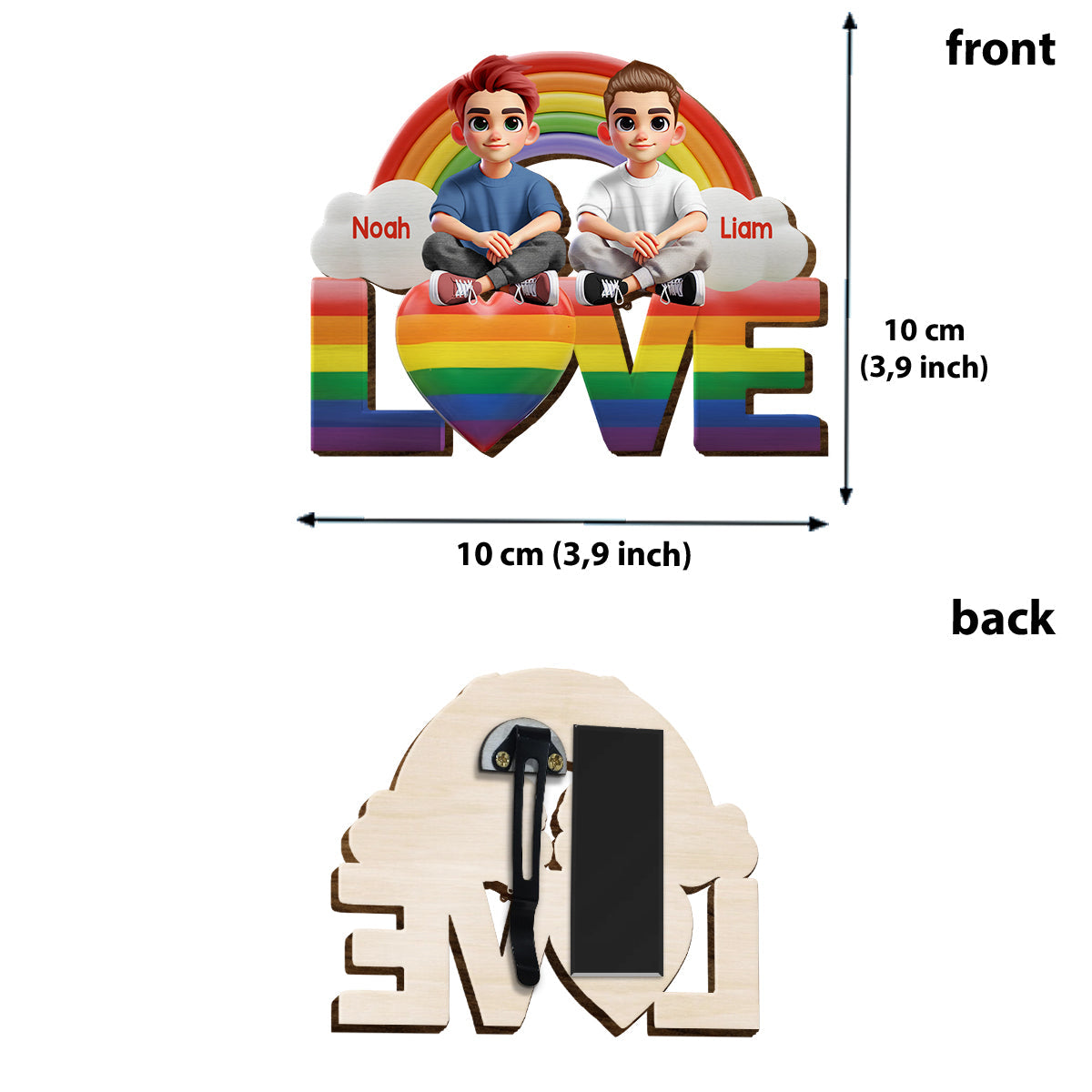 Ich liebe dich – Personalisierter LGBT-Unterstützungs-Autovisierclip in Form einer Sonnenblende