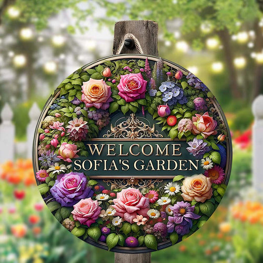 Welcome To My Garden - Personalized Gardening Round Wood Sign
