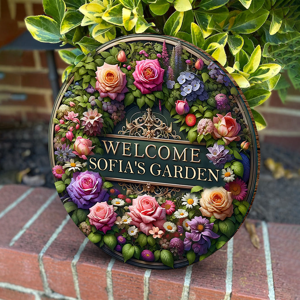 Welcome To My Garden - Personalized Gardening Round Wood Sign