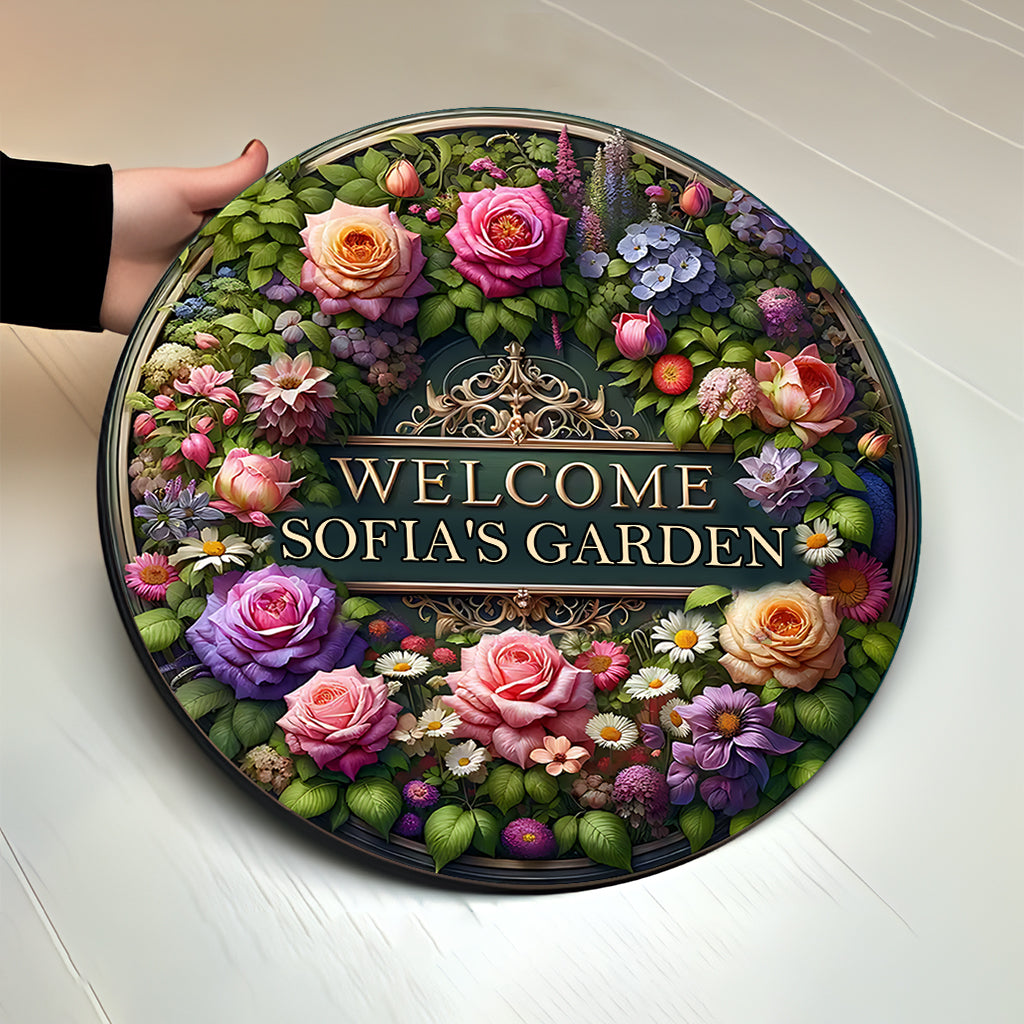 Welcome To My Garden - Personalized Gardening Round Wood Sign