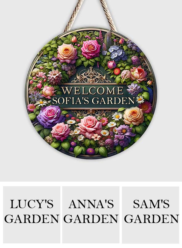 Welcome To My Garden - Personalized Gardening Round Wood Sign