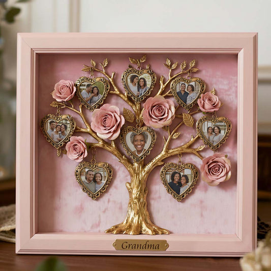 Rosenbaum-Fotorahmen für Sie/Oma/Muttertagsgeschenk.... - Personalisierte Acrylplakette in Sonderform für Oma