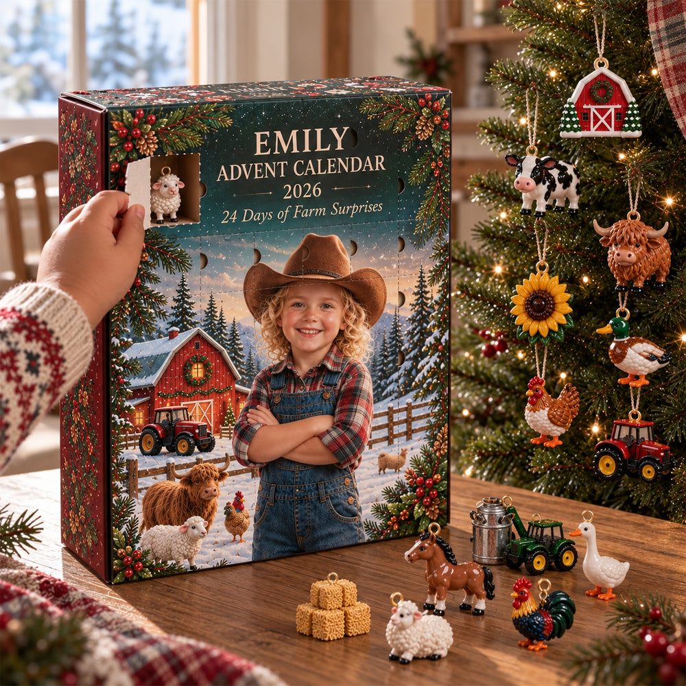 24 Days of Farm Surprises - Personalized Farmer Advent Calendar With 3D Collectibles