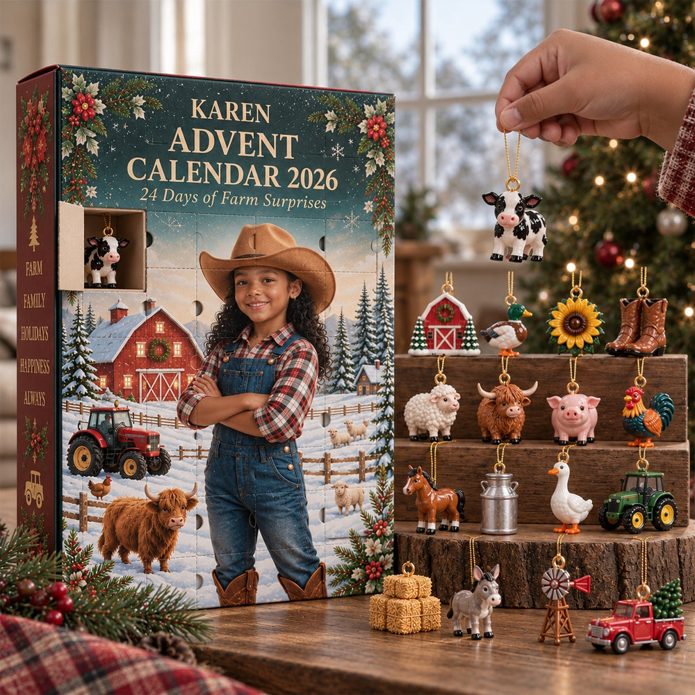 24 Days of Farm Surprises - Personalized Farmer Advent Calendar With 3D Collectibles