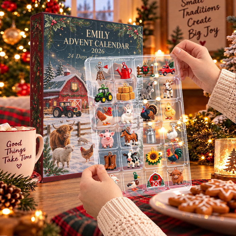 24 Days of Farm Surprises - Personalized Farmer Advent Calendar With 3D Collectibles