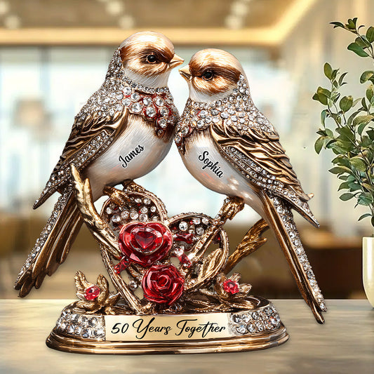 Lovebirds Couple Anniversary 50 Years Together - Personalized Couple Custom Shaped Acrylic Plaque