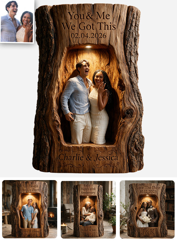 You & Me We Got This - Personalized Couple Wooden Light Shadow Box