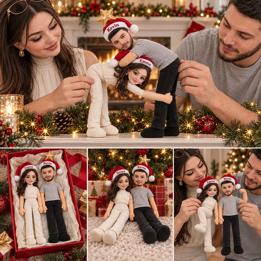 Poupée en Peluche Personnalisée - Couple de Noël Amusant