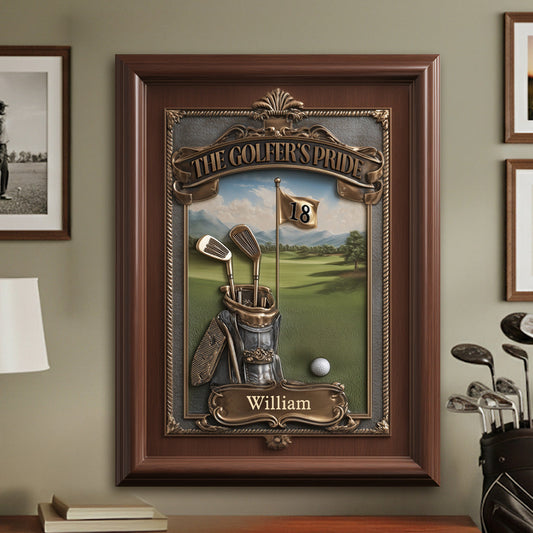 Der Stolz des Golfers – Personalisiertes Golf-Holzschild in individueller Form