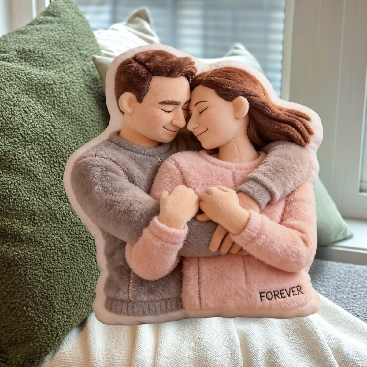 Coussin personnalisé à partir d'une photo - Cadeaux symboliques - Coussin en fausse fourrure personnalisé pour couple