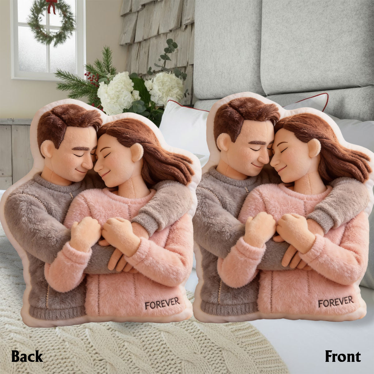 Coussin personnalisé à partir d'une photo - Cadeaux symboliques - Coussin en fausse fourrure personnalisé pour couple